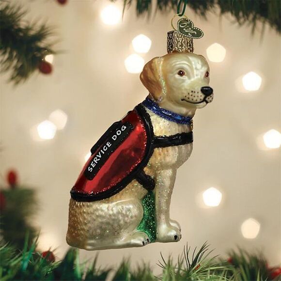 Service Dog Christmas Holiday Ornament Glass - Picture 4 of 7